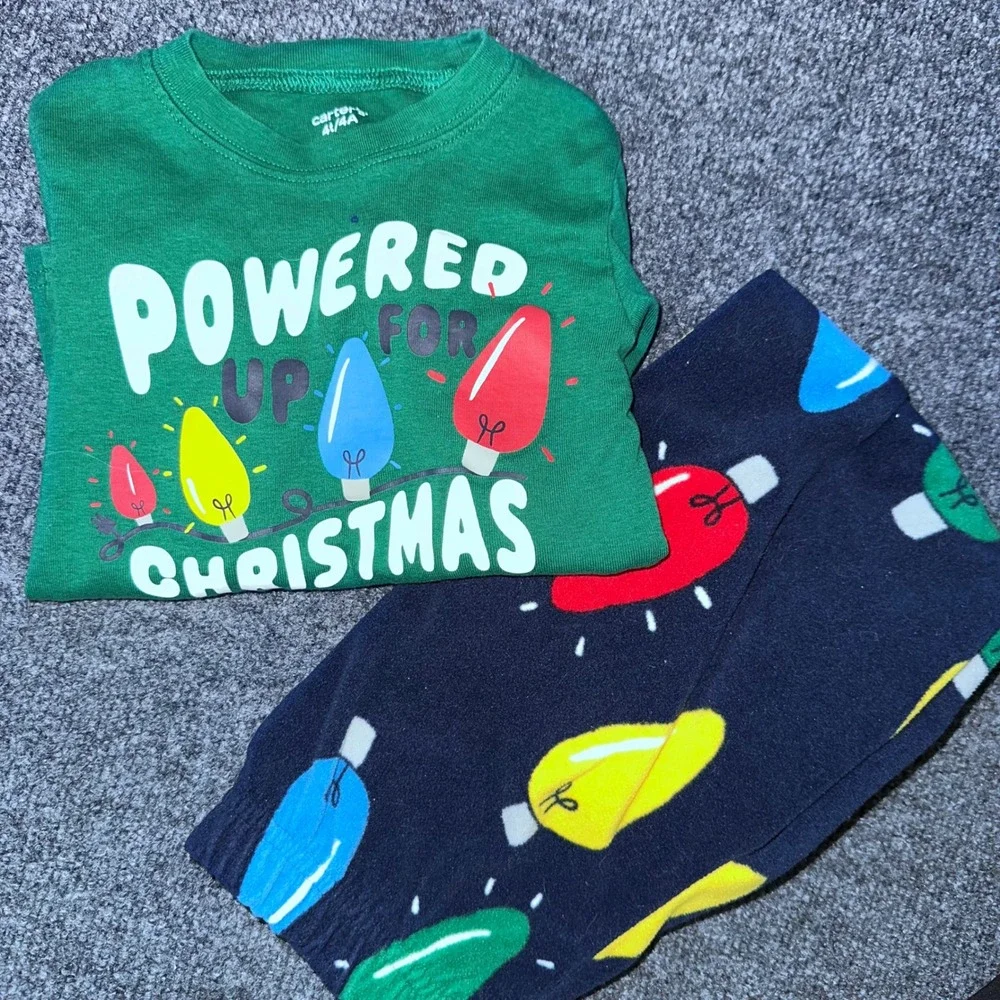 Carters Cozy Fleece Kids Christmas Pajama Bundle 5 Sets Santa Gingerbread  4T/4A